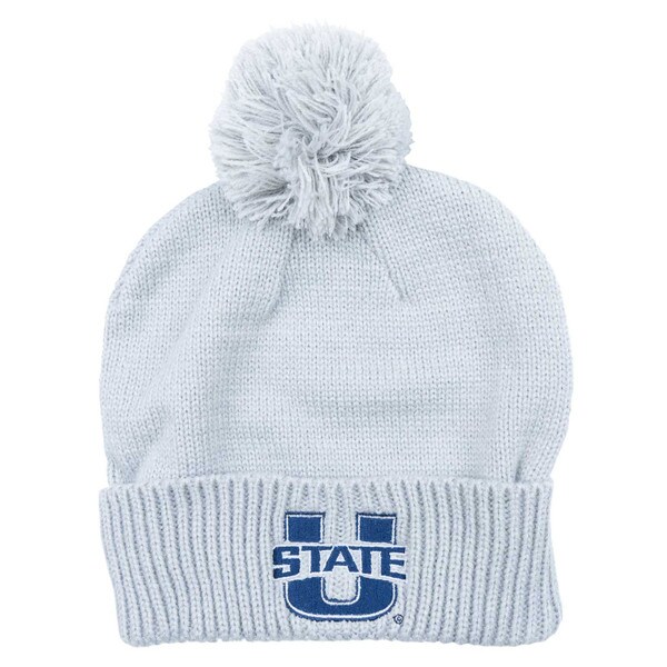 Light Gray U-State Cuffed Beanie with pom pom